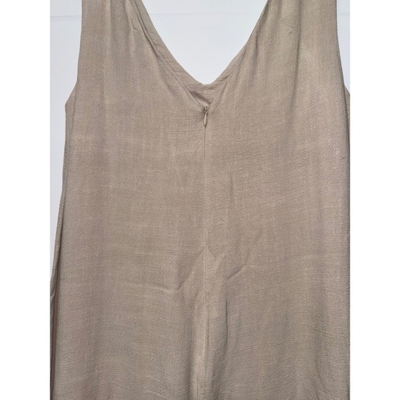Bumpsuit Maternity Beige Linen WideLeg Pocket Sleeveless Romper Jumpsuit XS Boho - Picture 7 of 9